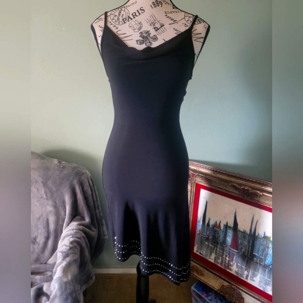 Vintage black Niche dress in small. Spaghetti straps. Blingy embellishments. USA
